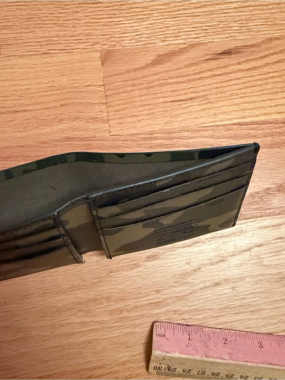 Camo real leather Slim Bi-Fold Wallet - Green